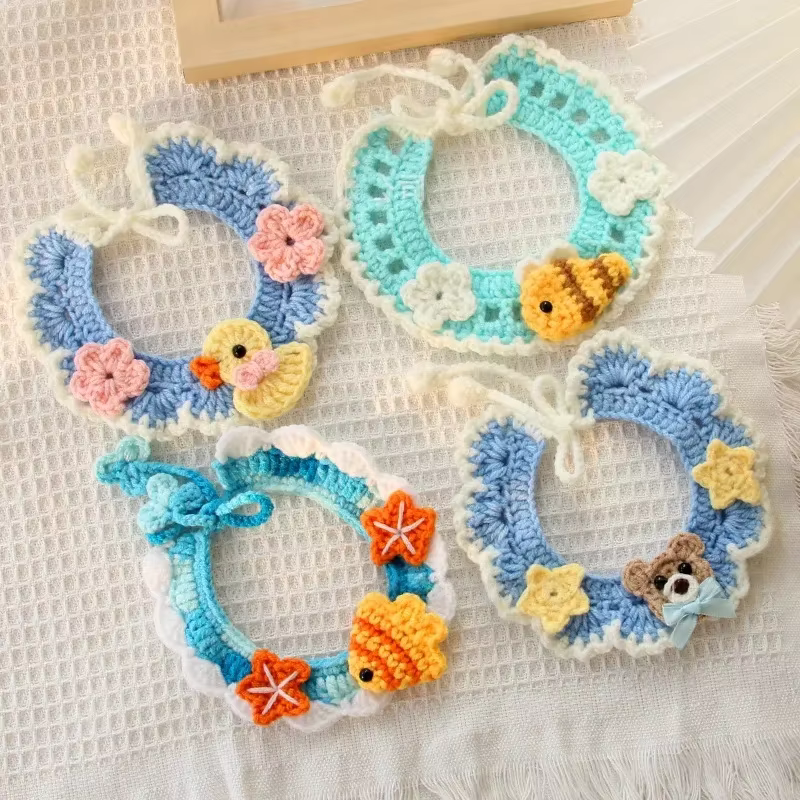 Colliers et bavoirs pour chiens et chats, accessoires pour animaux de compagnie, décorations mignonnes, motifs floraux et animaux, articles pour animaux, accessoires pour chats