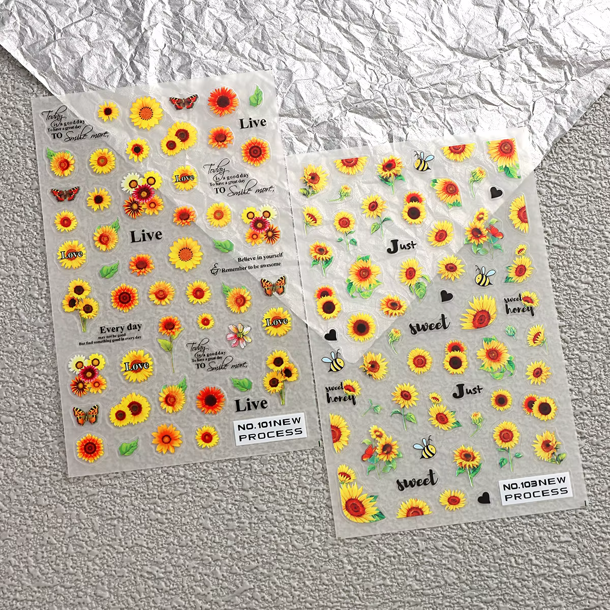 Autocollants pour ongles petite abeille et tournesol