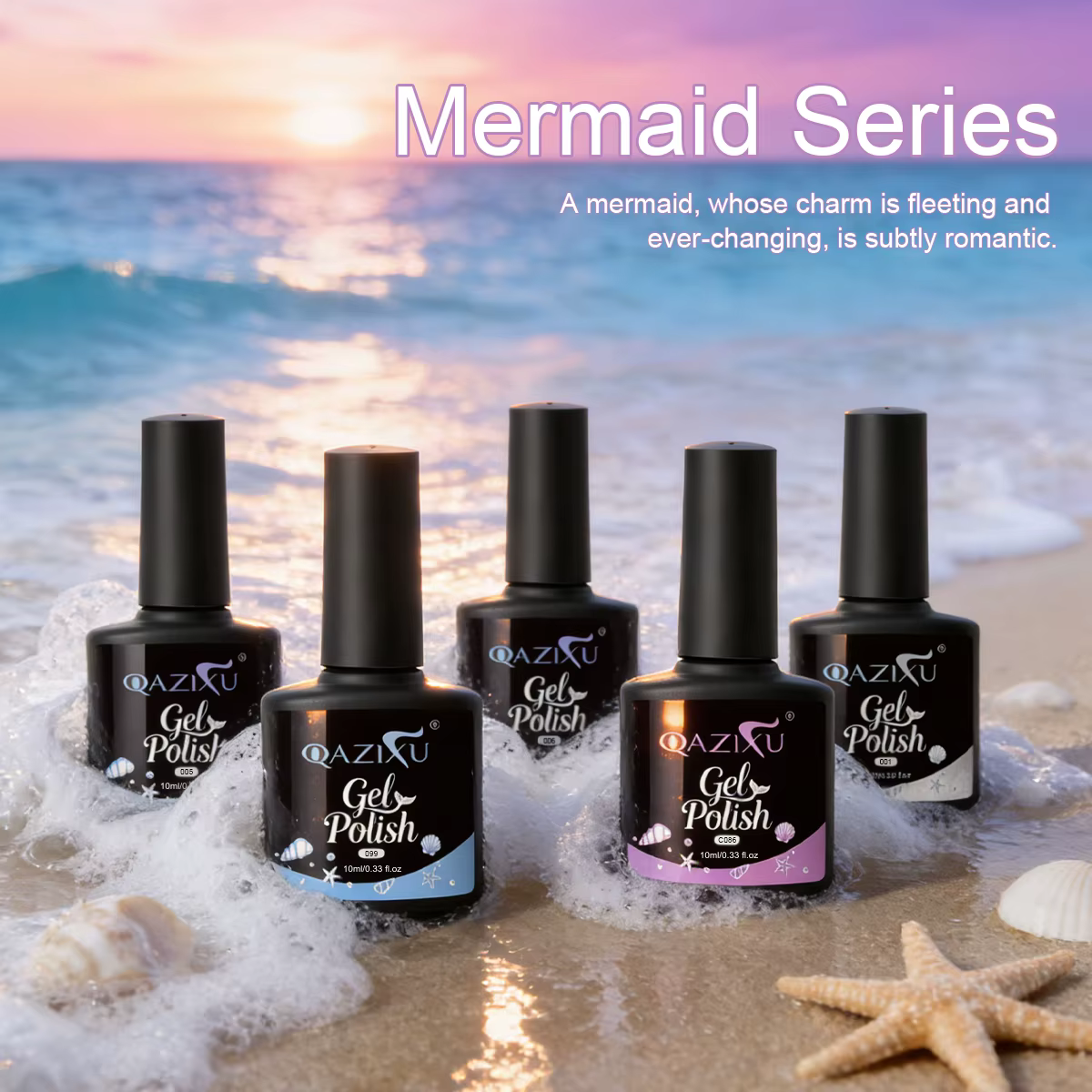 QAZIXU – Kit de vernis à ongles gel pailleté effet sirène 6 couleurs