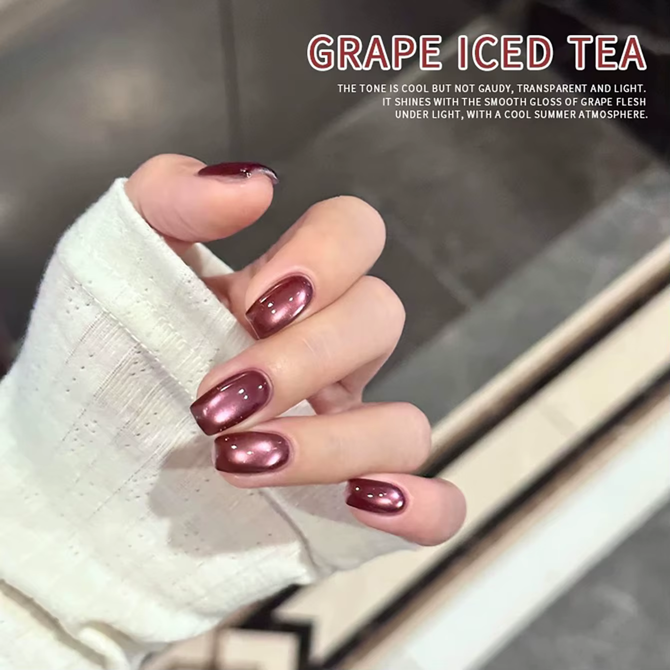 MIANEL 2026 Nouveau Vernis Gel Effet Œil de Chat Thé Glacé Raisin Rouge Cerise Satiné Blanc Porcelaine Perles de Verre Flatteur Polyvalent Nail Art