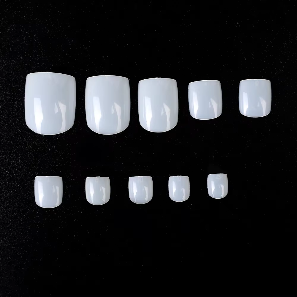100 pièces faux ongles carrés couverture complète naturel blanc clair artificiel
