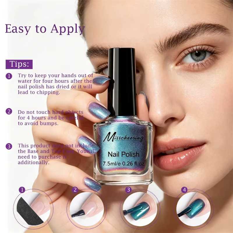 Vernis à ongles magnétique polarisé effet œil de chat irisé