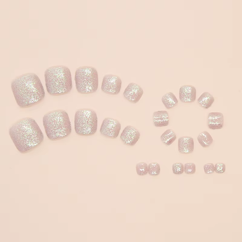 Faux ongles carrés courts pour les orteils