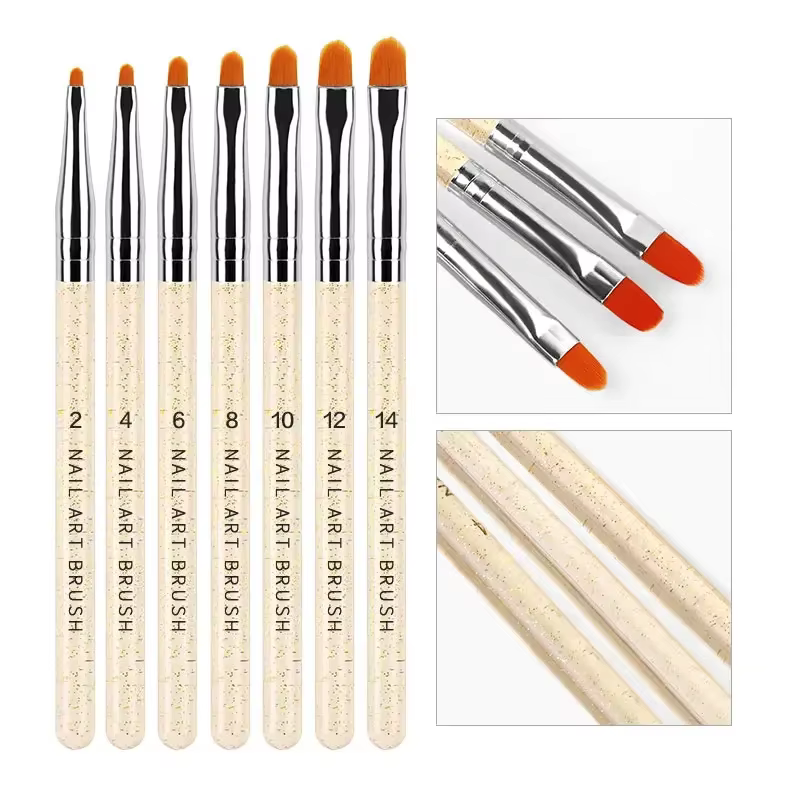 7 pièces/ensemble Nylon cheveux UV Gel acrylique Nail Art constructeur brosse stylo stylos à dessin pour la conception des ongles fournitures pour les professionnels