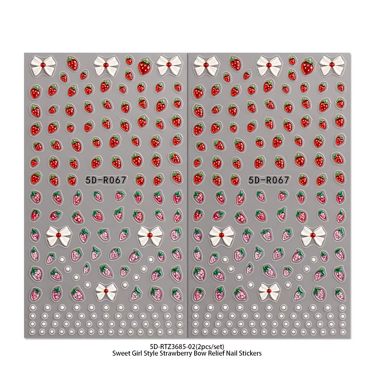 Autocollants 5D pour ongles motif fraise