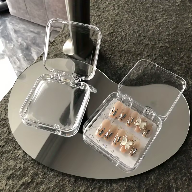 Boîtes à ongles transparentes : Rangement transparent pour ongles, petites boîtes pour ongles, outils et accessoires pour le soin des ongles