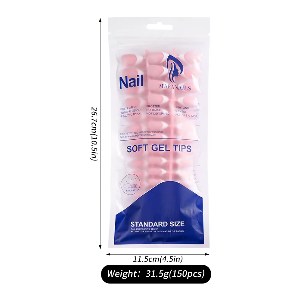 150 pièces/ensemble blanc français Gel ongles conseils moyen amande nu rose presse