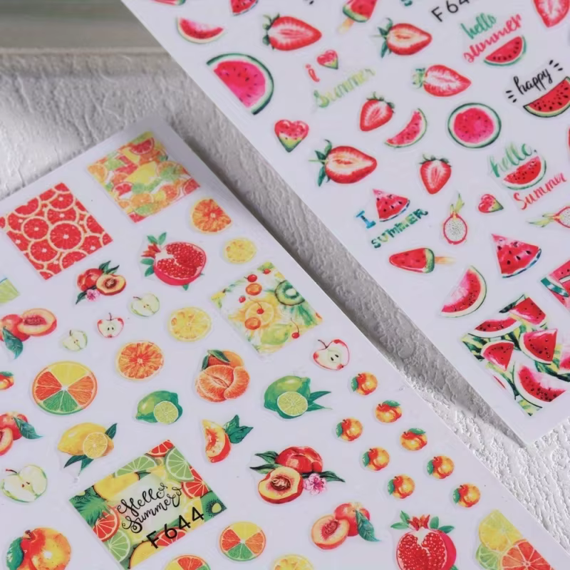 Lot de 2 autocollants pour ongles sur le thème des fruits