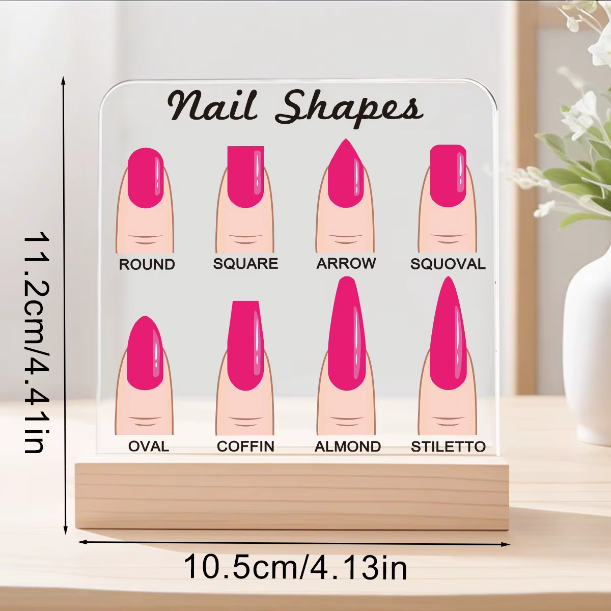 Panneau d'affichage de formes d'ongles rose vif