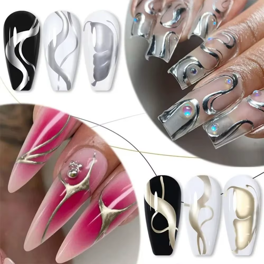 Argent miroir paillettes Gel vernis mode UV Gel crochet bord