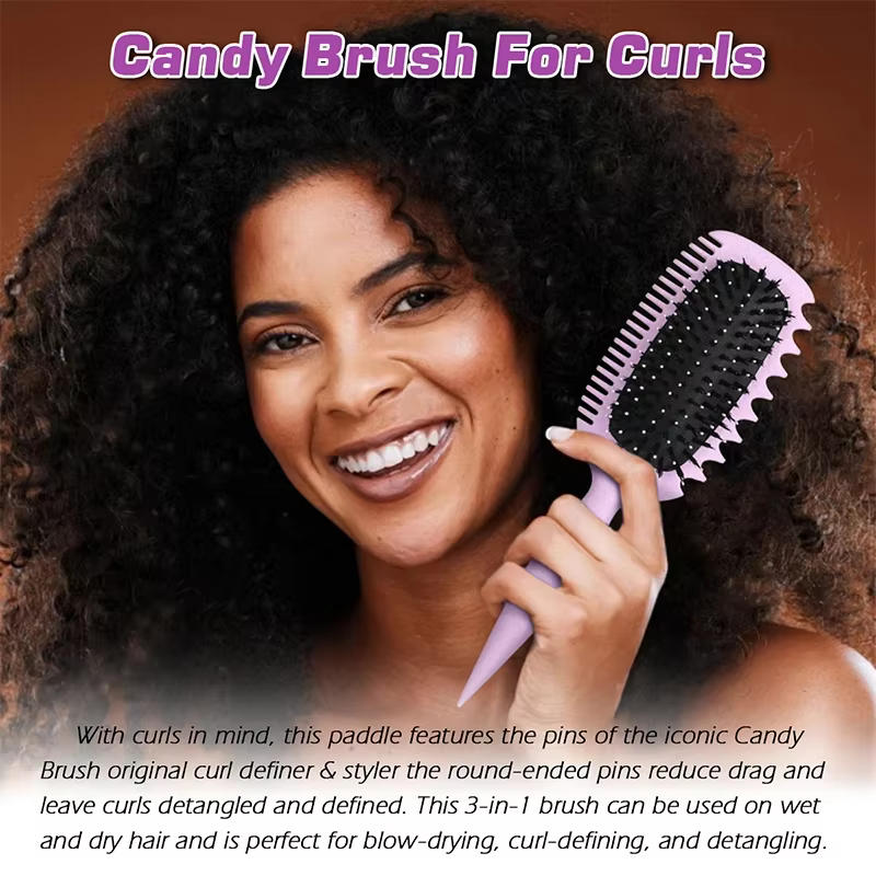 Brosse de définition de boucles, brosse coiffante pour peigner et façonner les boucles des femmes pour réduire la traction