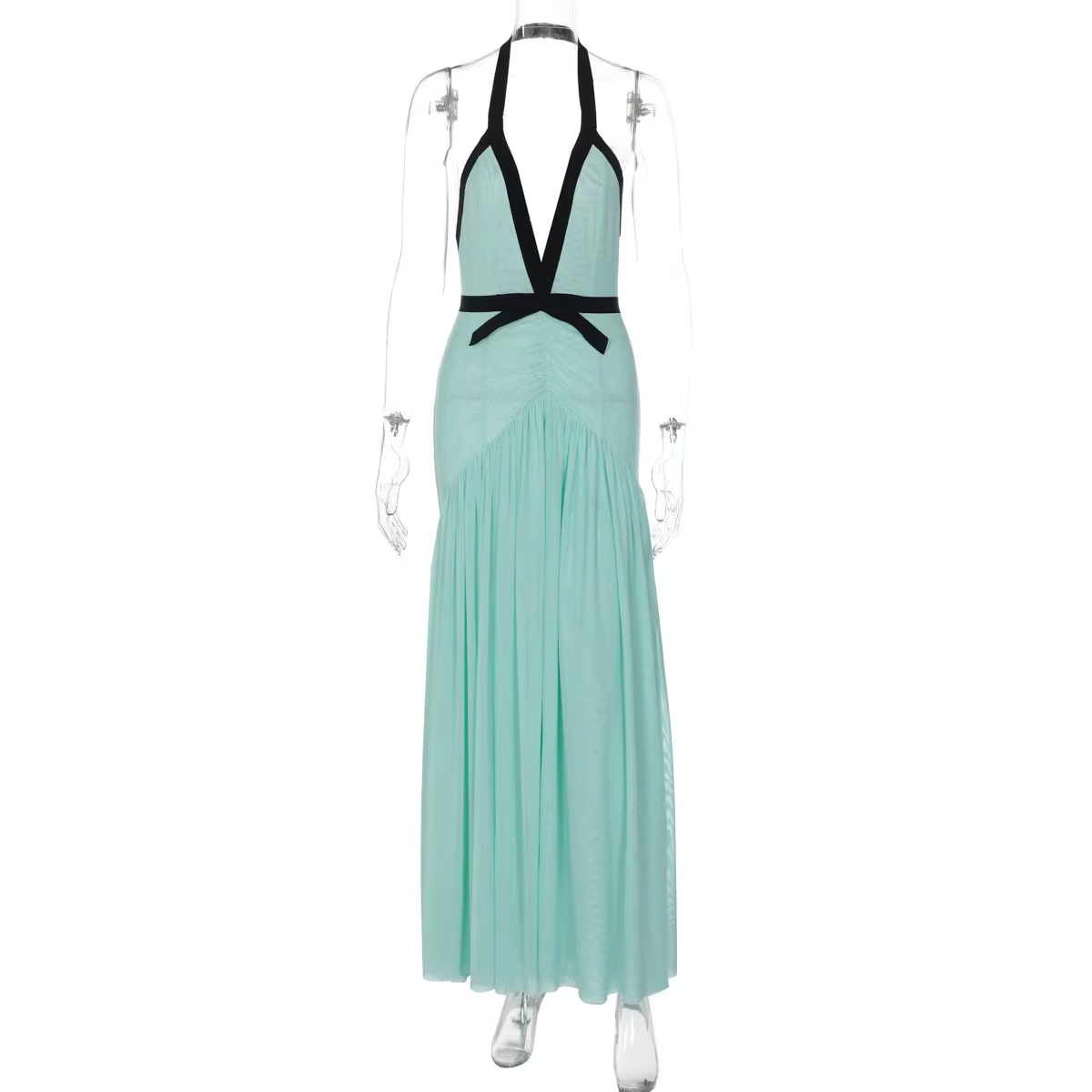 Verngo – robe de soirée en mousseline de soie verte, col en V, sans manches, ligne A, pour occasions formelles, plissée, modeste, robes de bal personnalisées