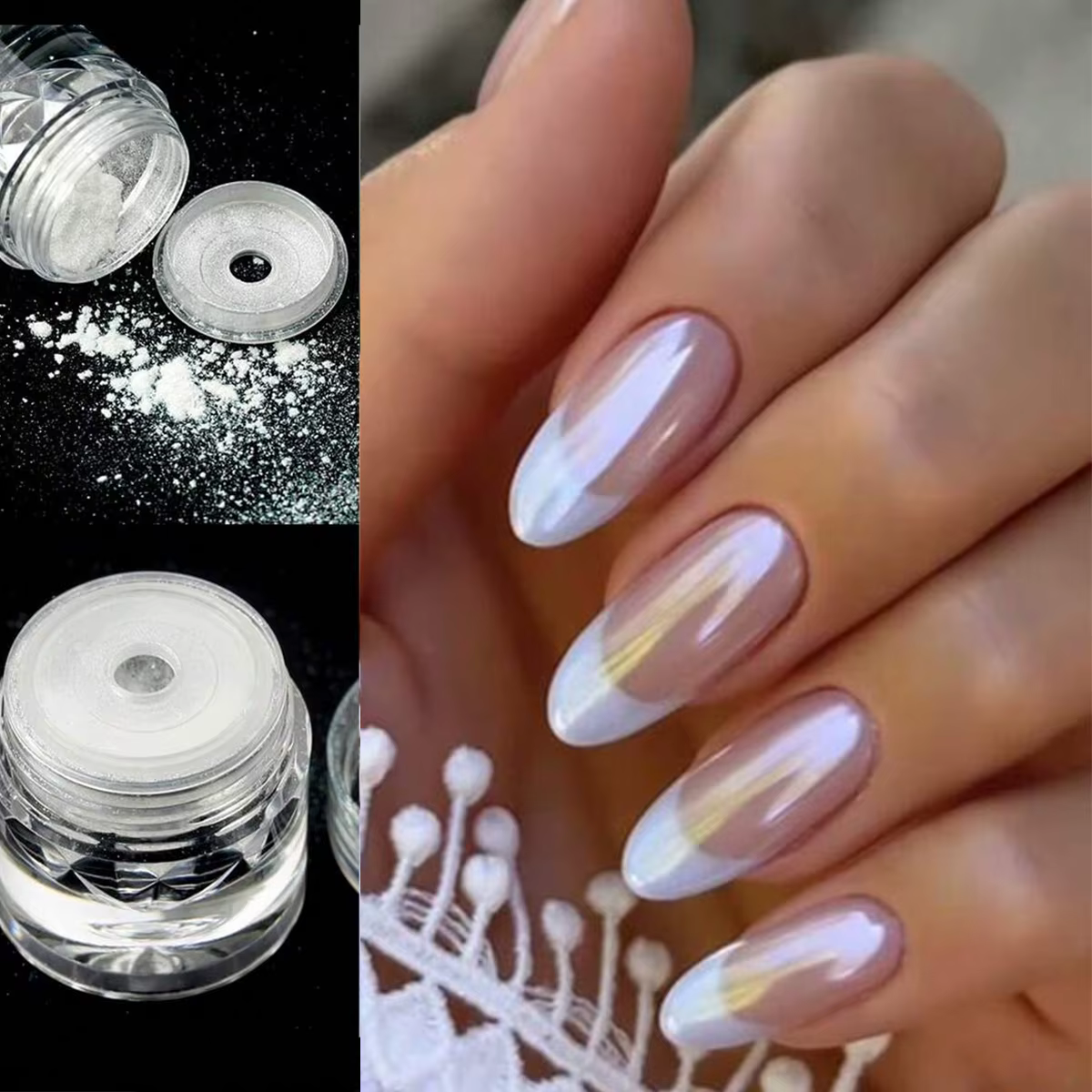 Poudre à ongles chromée pour Nail Art