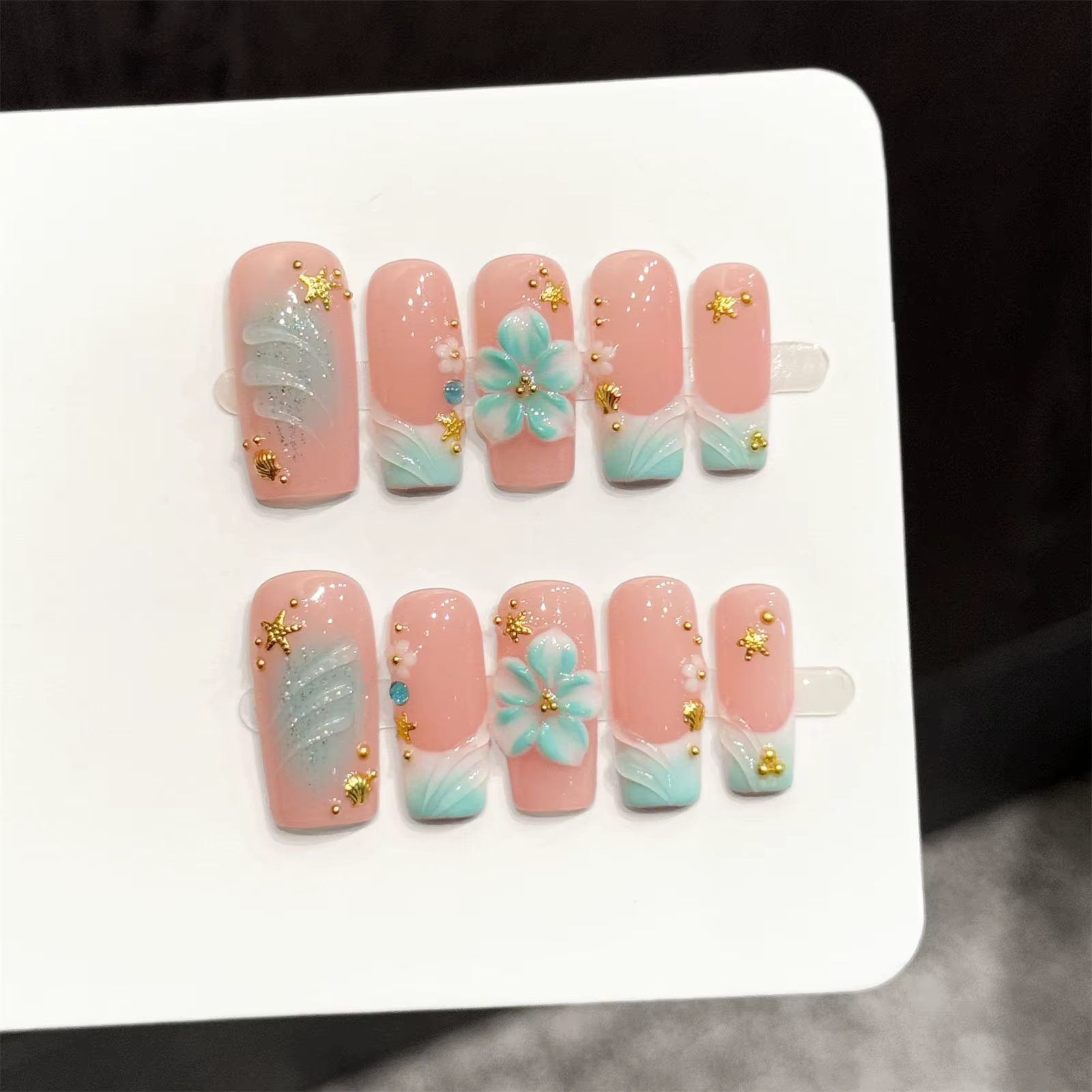 10 faux ongles longs de type ballerine