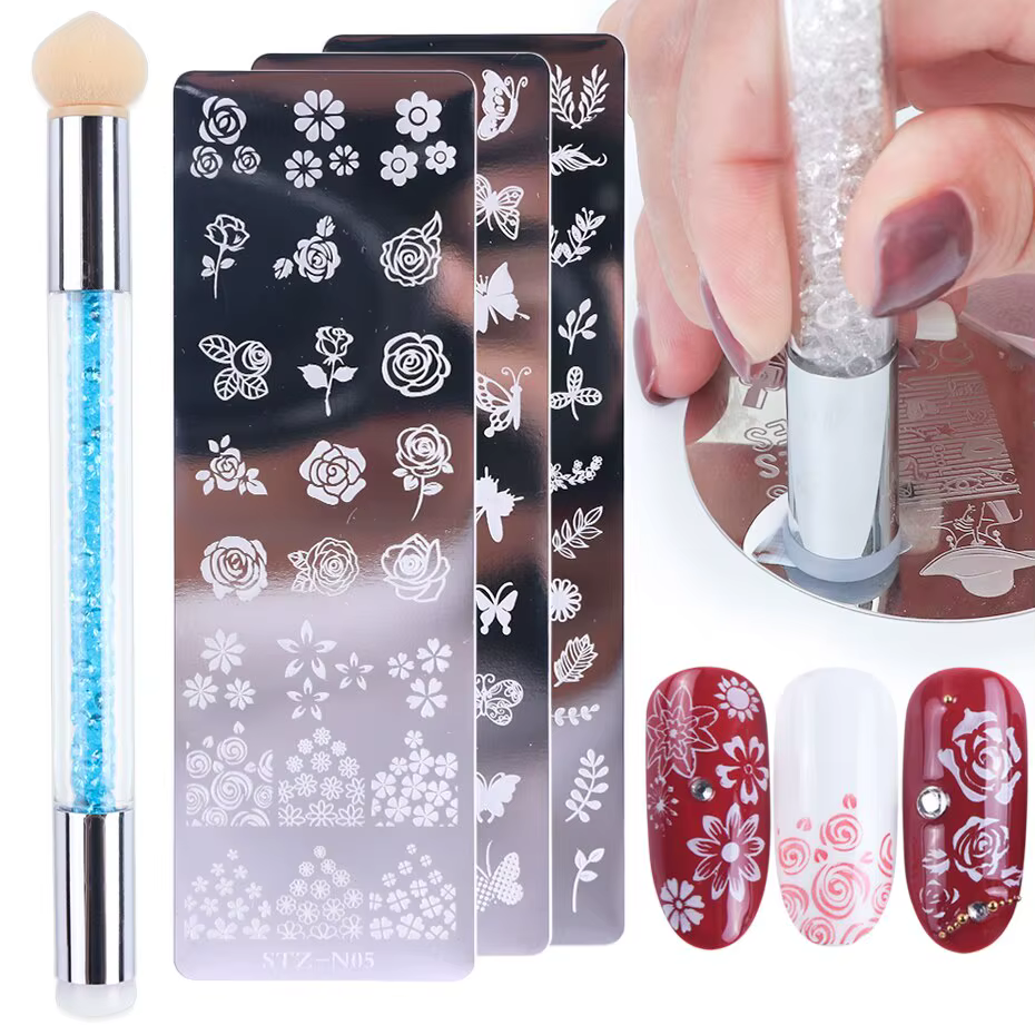 Ensemble de plaques d'estampage d'ongles en silicone