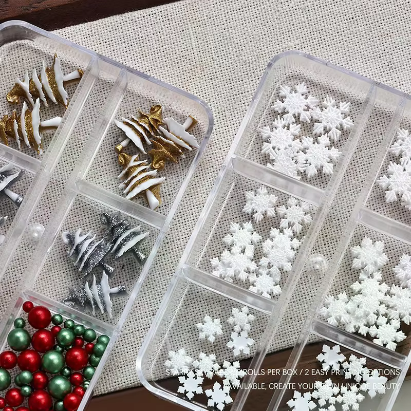 6 grilles/boîte de perles de noël rouge/vert
