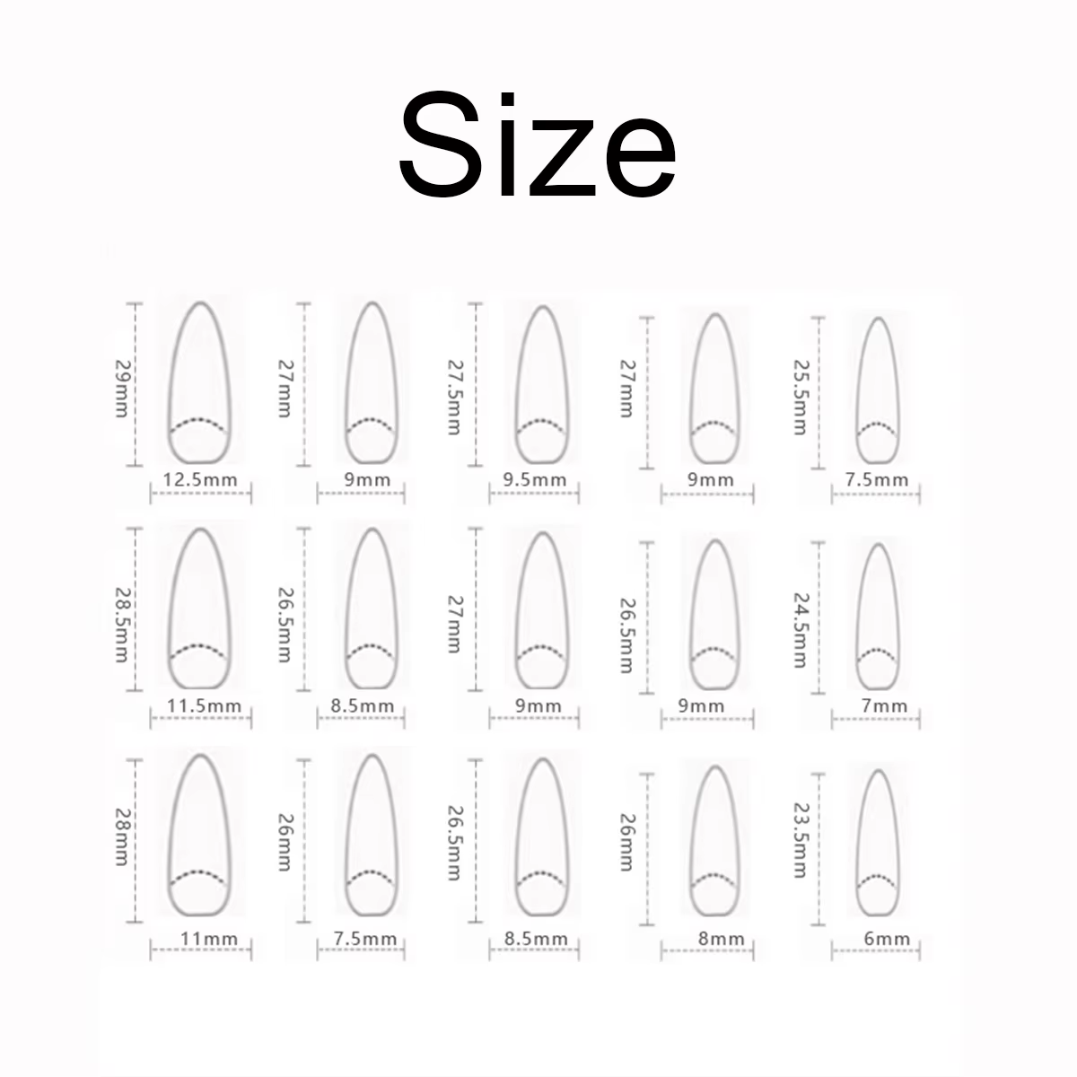30 faux ongles longs en forme d'amande