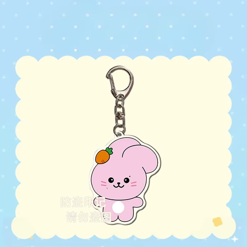 Ensemble de porte-clés en acrylique avec animaux de dessin animé mignons : Hamster, Tigre, Chat, Lapin, Chien. Accessoires de sac Kawaii, Pendentif Album LIKE YOU BETTER.