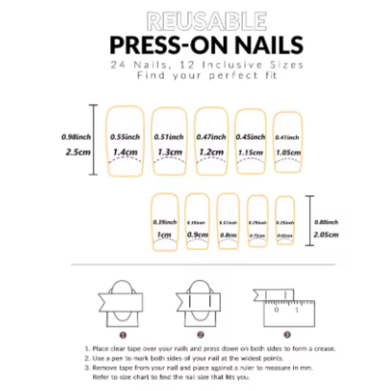 Faux ongles courts, moyens et longs