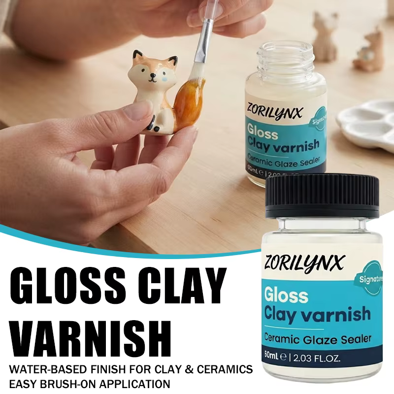Vernis brillant à base d'eau pour projets en argile et en céramique, scellant transparent avec pinceau pour une finition protectrice brillante - ZORILYNX