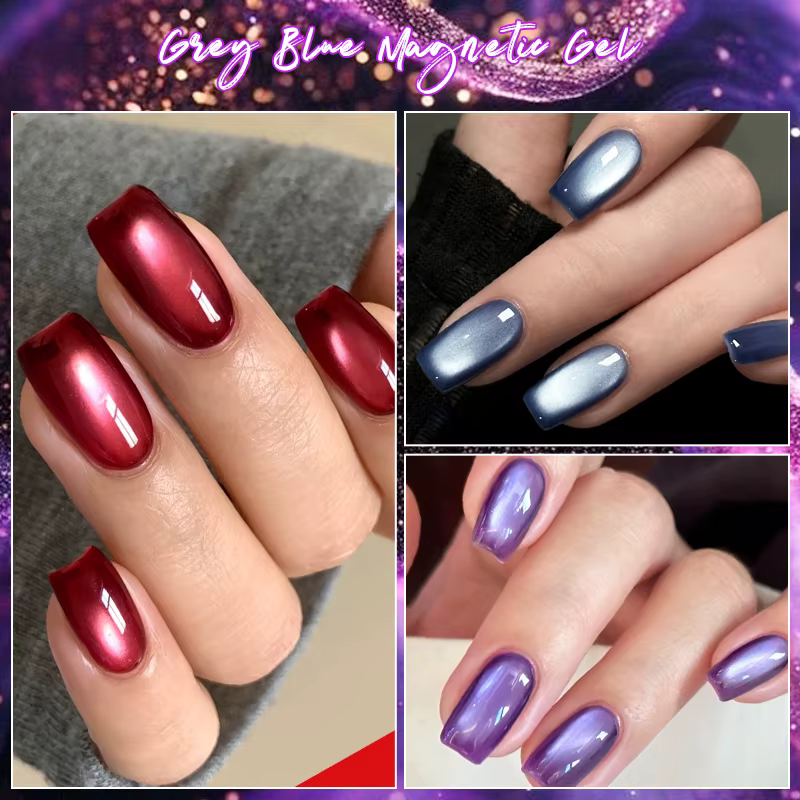 Vernis à ongles Gel magnétique chat gris bleu effet perle de verre Gel