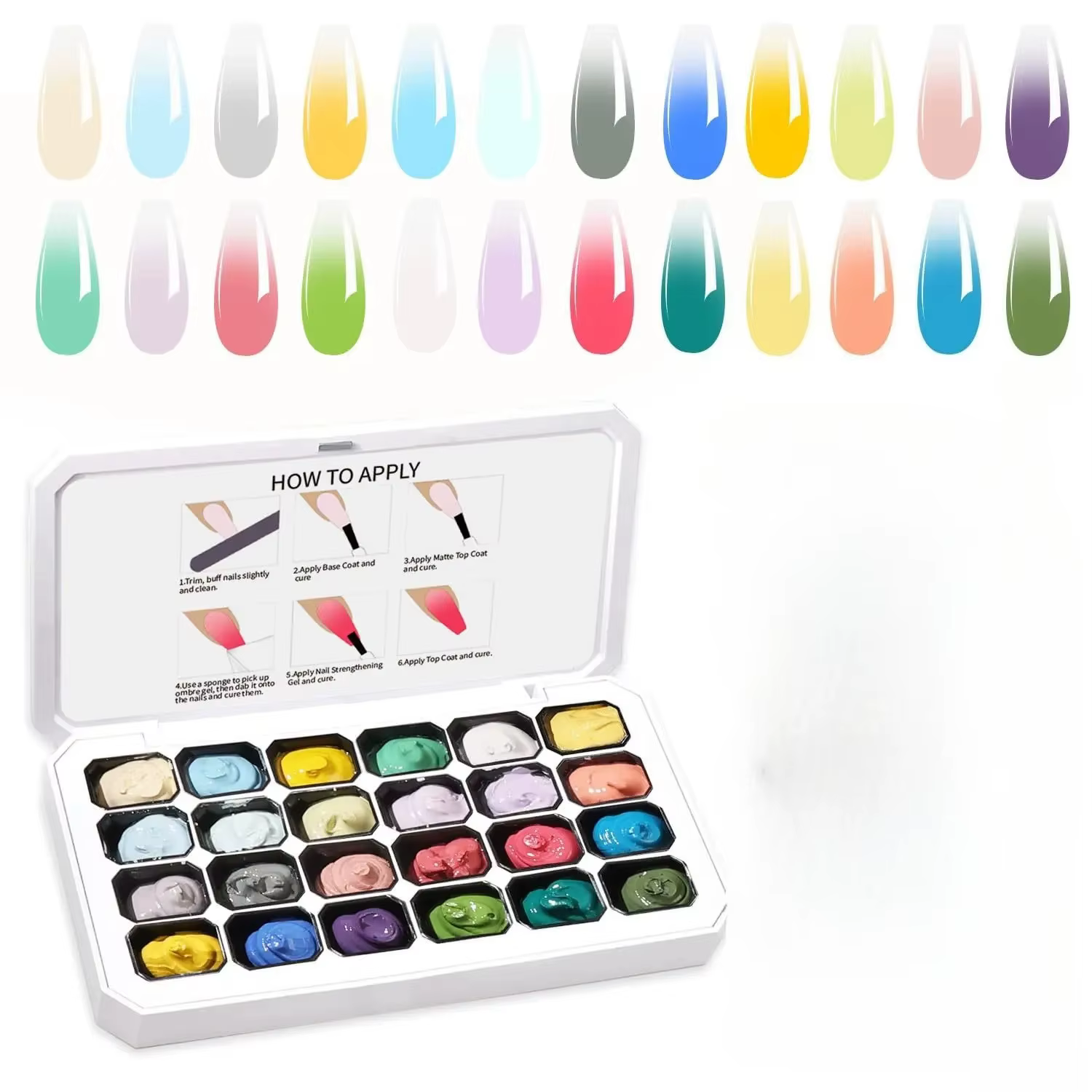 Gel de peinture dégradé 24 couleurs pour nail art