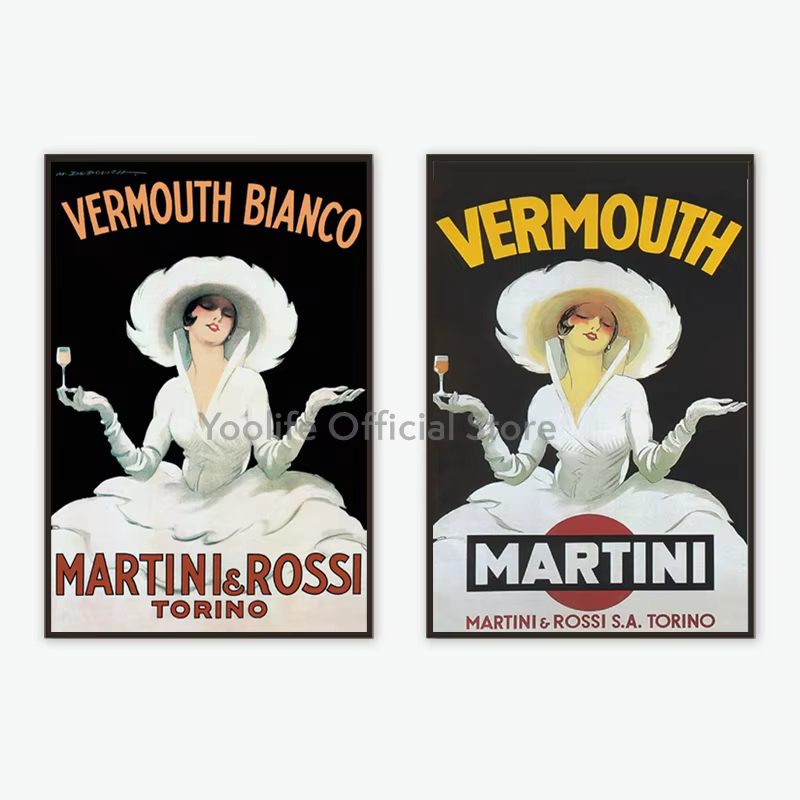 Affiche de vin de Vermouth de Style Vintage, peinture sur toile d'art mural rétro imprimée, publicité de boissons, décoration de Bar