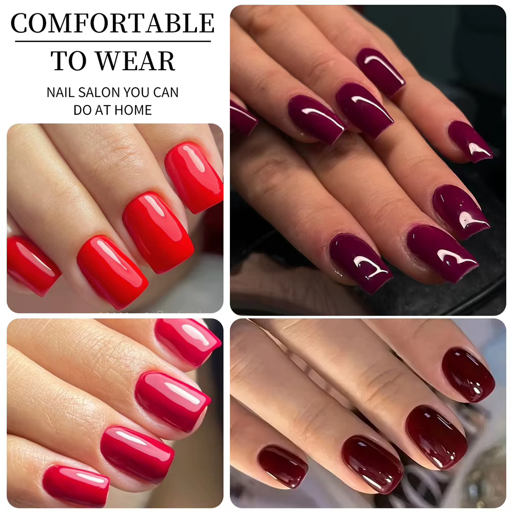 96 faux ongles courts en forme de cercueil
