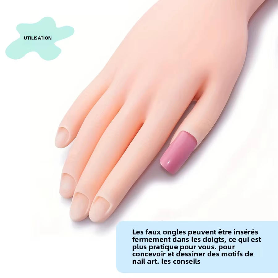 Main d'entraînement souple et flexible pour la pratique de l'art des ongles