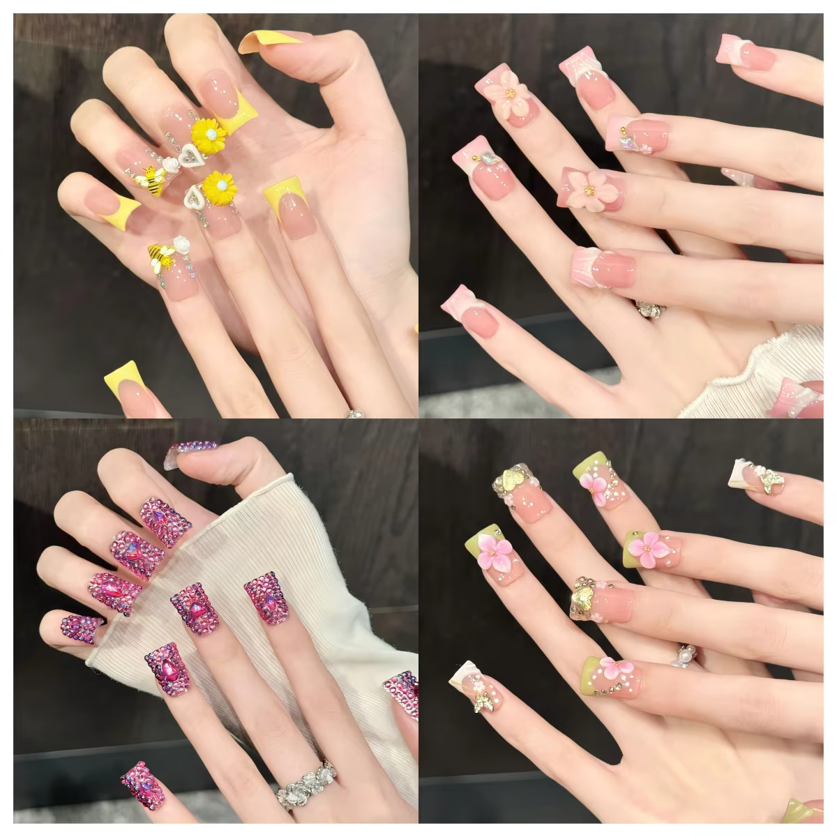 10 faux ongles en forme de canard faits à la main