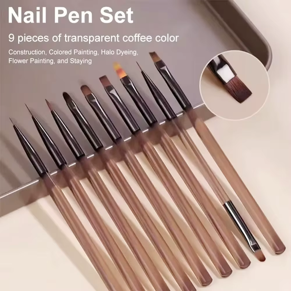 9 pièces brosse à ongles pour Nail Art Design