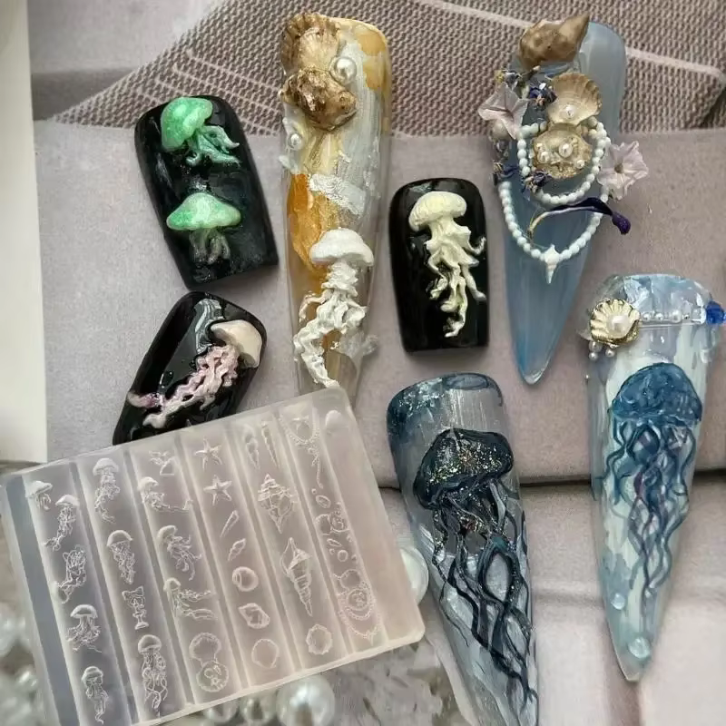 Moule à ongles 3D en Silicone série océan