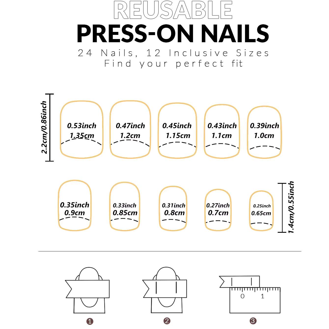 24 faux ongles pour les mains et 24 faux ongles pour les pieds