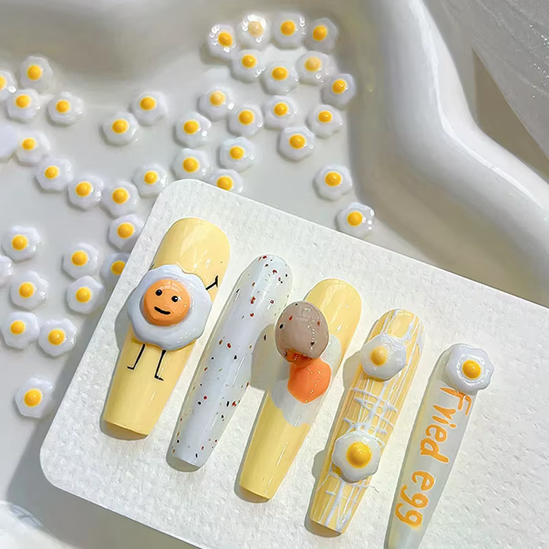 Mini œufs pochés 3D, décorations pour Nail Art