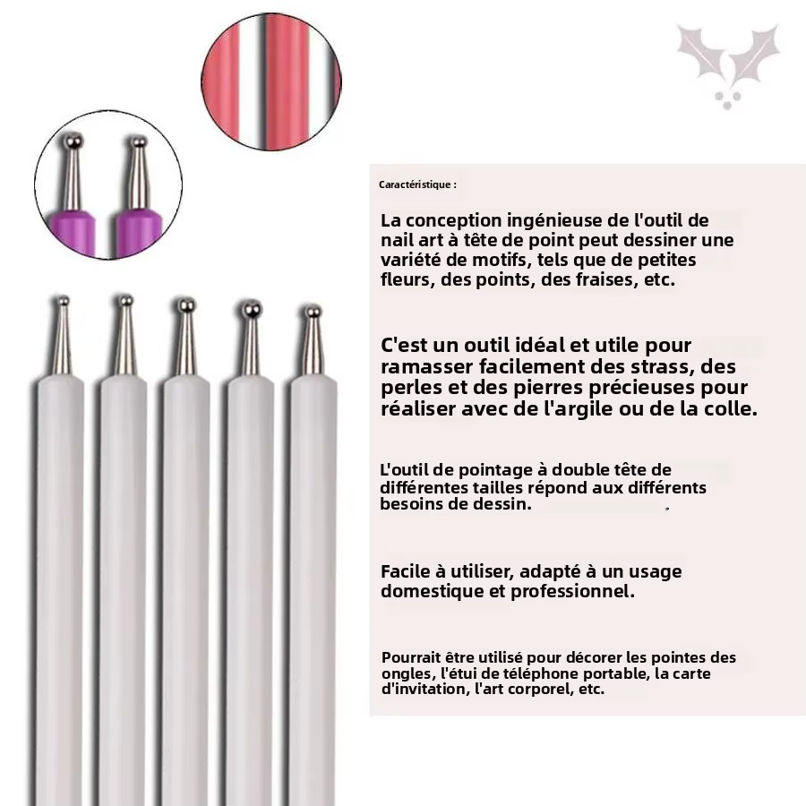 Outils de pointage pour Nail Art à double extrémité