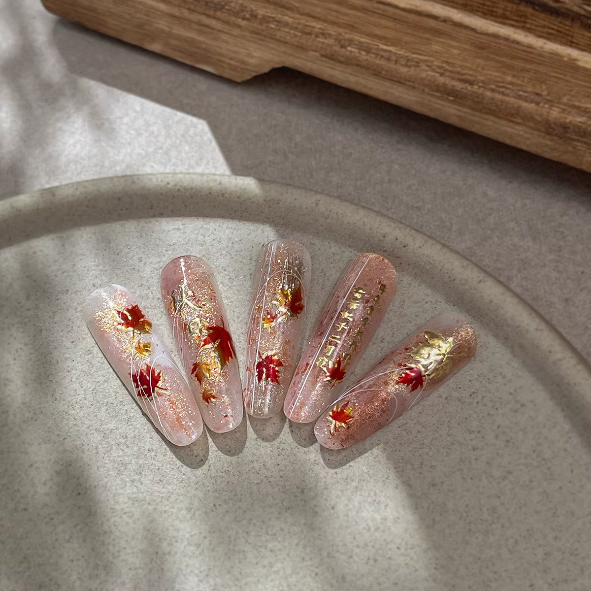 Autocollant d'automne feuille d'érable pour Nail Art