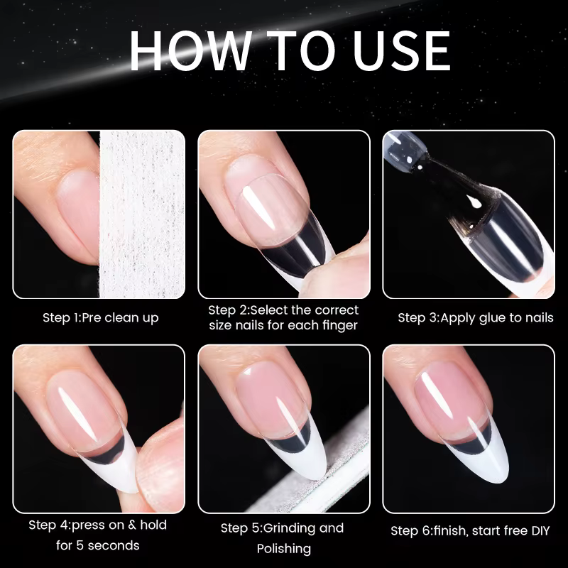 120 pièces/boîte clair et blanc français ongles conseils couverture complète Gel souple acrylique