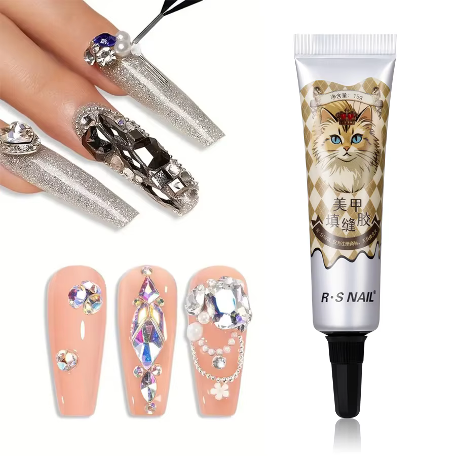RSNAIL 4 en 1 Gel strass 15g Gel pour ongles Super fort pour décorations Nail Charm 3D