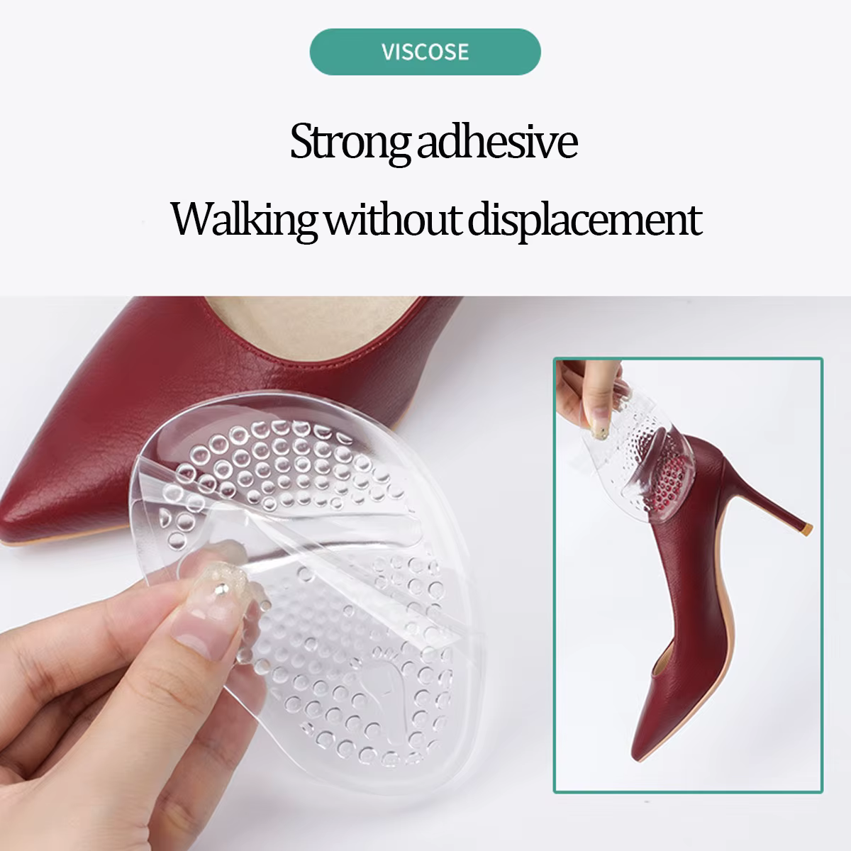 Coussinets métatarsiens en gel pour femme – Coussins auto-adhésifs pour l'avant-pied pour talons hauts et sandales |   Semelles intérieures antidérapantes pour soulager la douleur