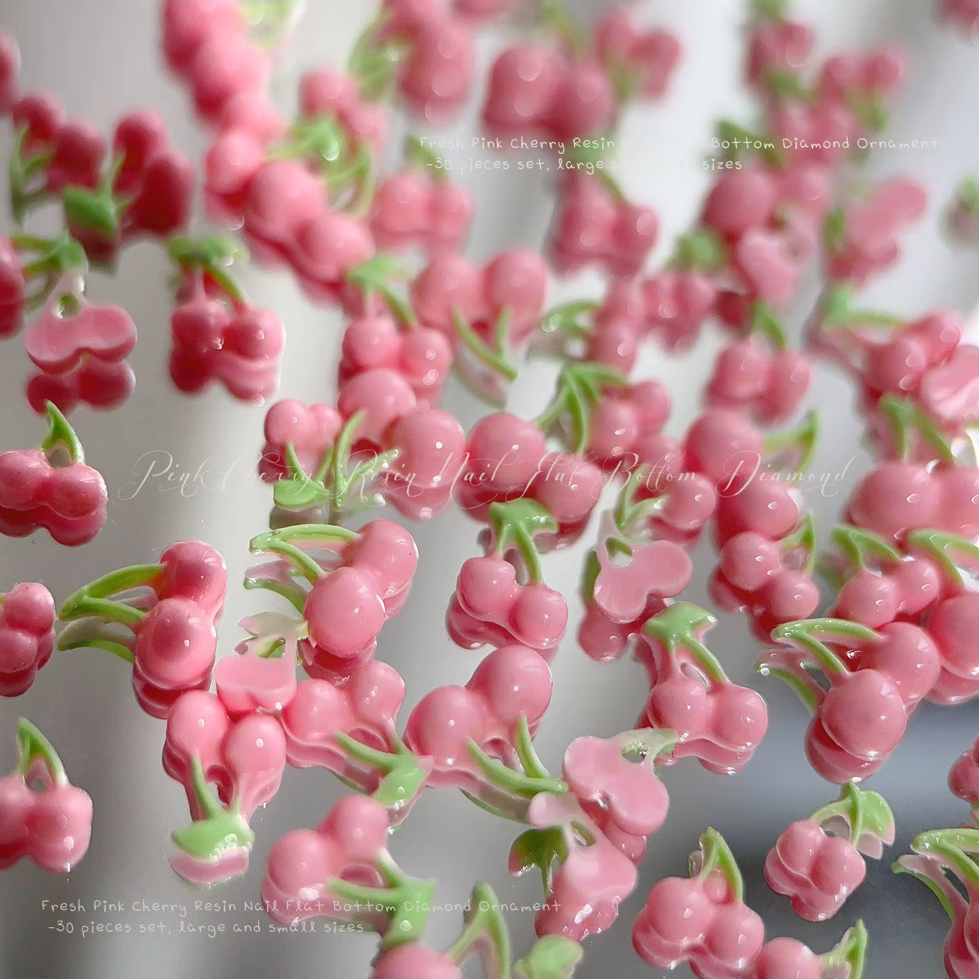 YYM 30pcs Breloques pour ongles cerises roses mignonnes