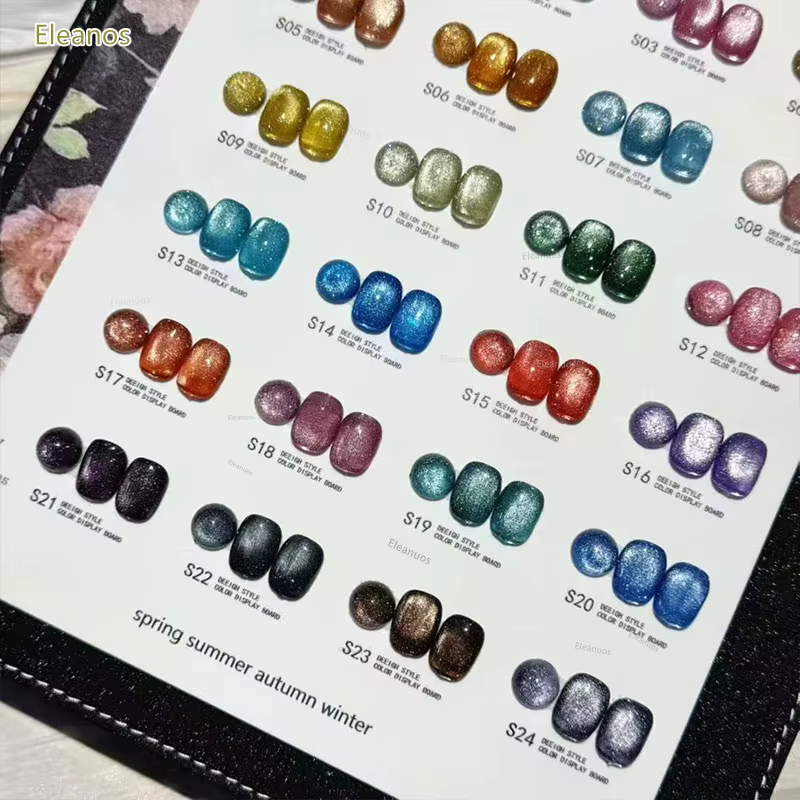 Eleanuos Gel Polish Effet Œil de Chat 24PCS Vernis Semi-Permanent UV Sansu Magnétique Gel Brillant