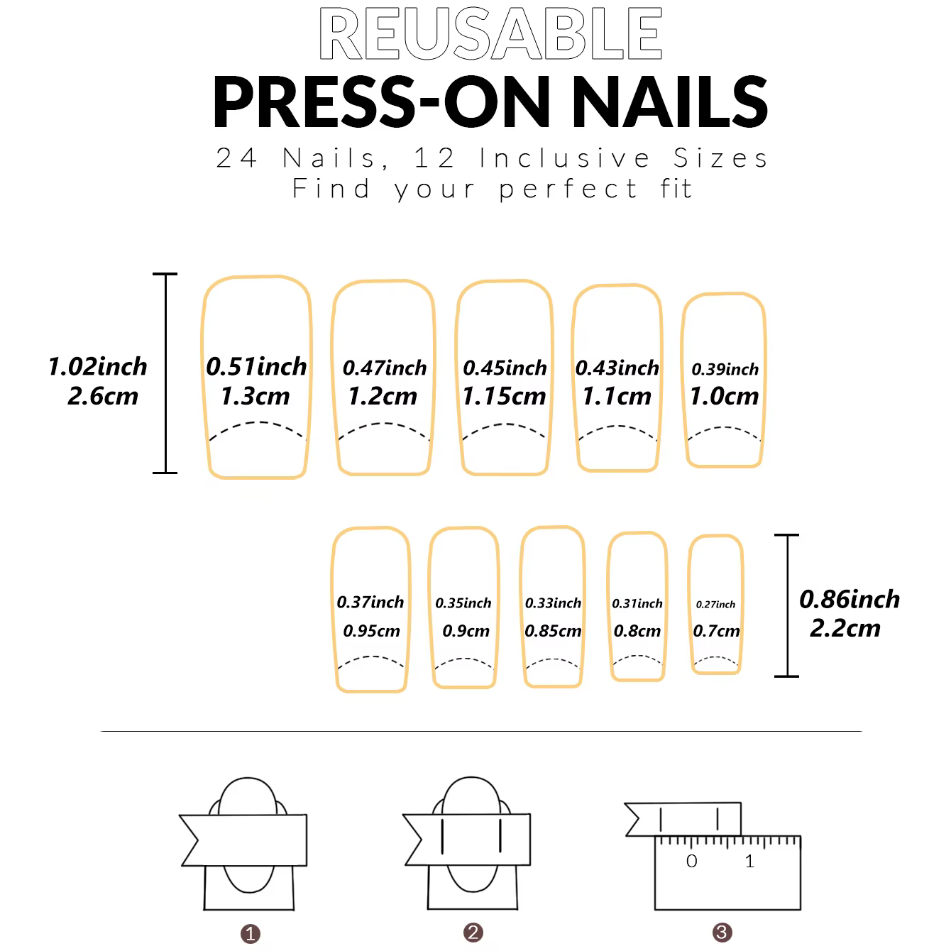 48 pièces français bordure noire armure des mains et des pieds faux ongles brillants entièrement coupés
