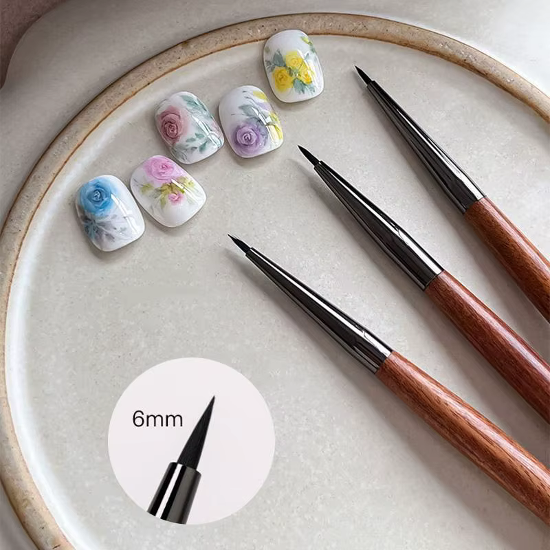 Professionnel bois de santal colle à ongles photothérapie brosse UV Gel peinture stylo Nail Art Liner dessin