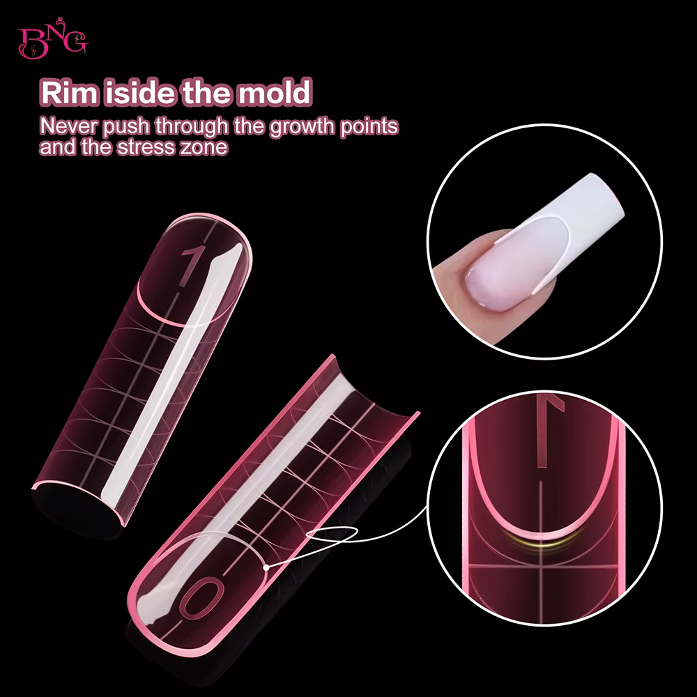 BNG français ongles double formes carré amande Extension d'ongle moules rose moule de construction rapide pour manucure française 120/140 pièces