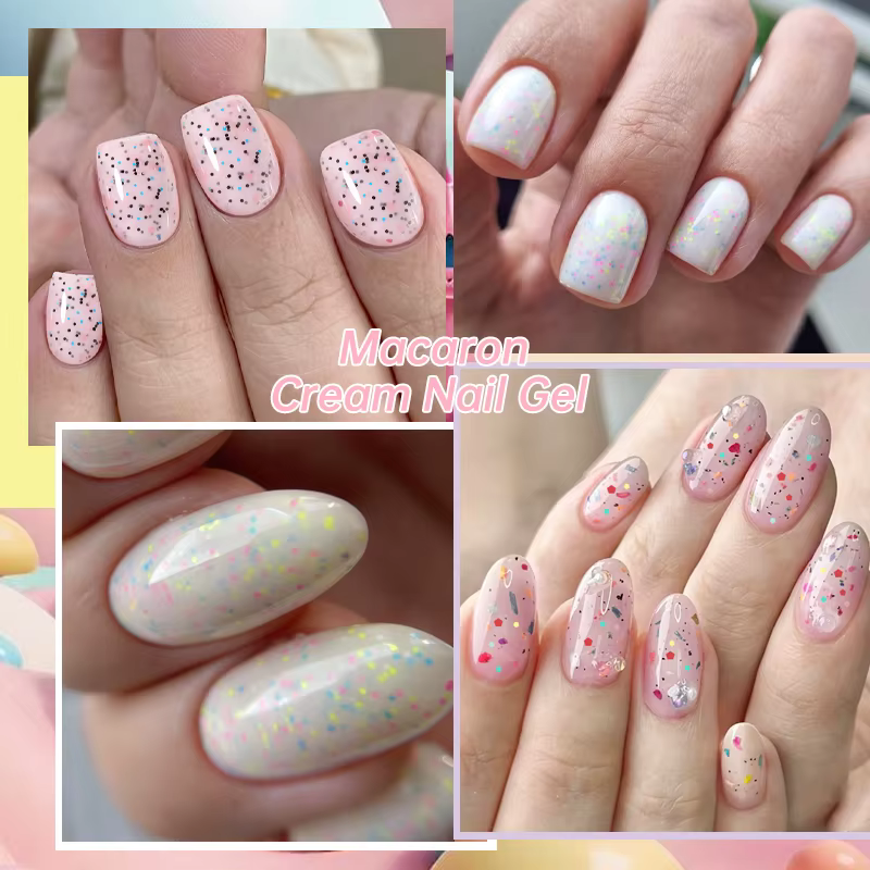 LILYCUTE 7ml Gel Crème Vernis à Ongles Macaron Paillettes Scintillantes Gel Semi-Permanent Nail Art Design Soak Off UV LED Gel Manucure