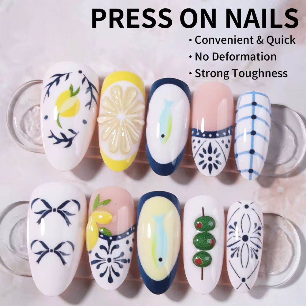 24 faux ongles press-on en acrylique