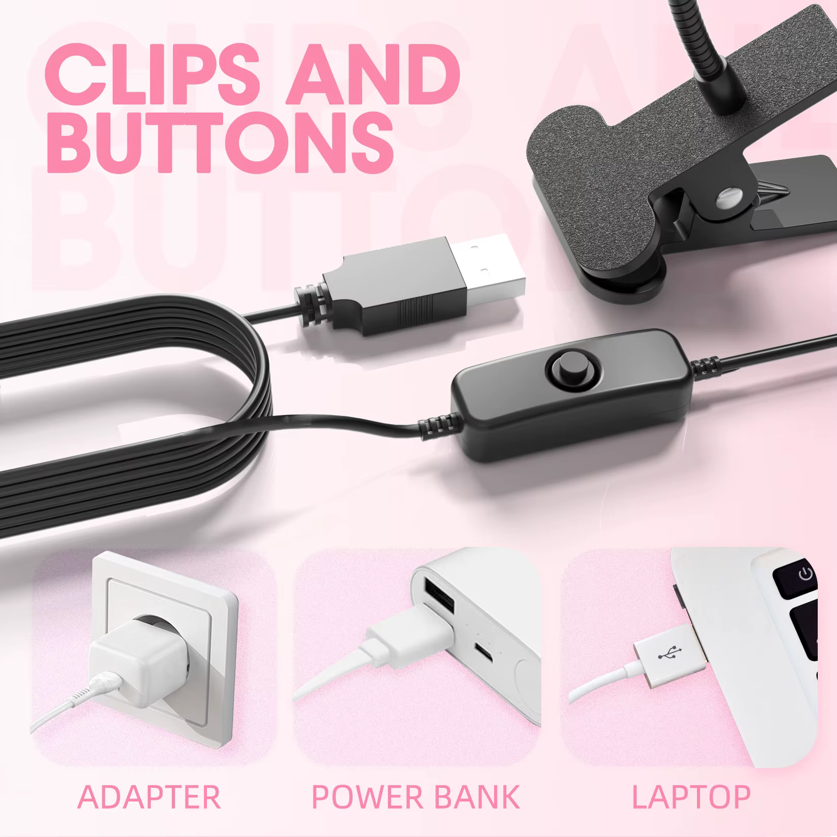 Sèche-ongles lumière UV lampe à ongles 395nm longueur d'onde Clip-on bureau Mini USB
