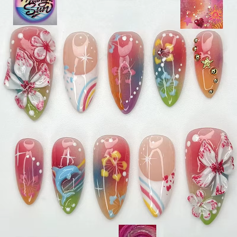 24 pièces doux Cool français faux ongles patchs Vintage Y2k