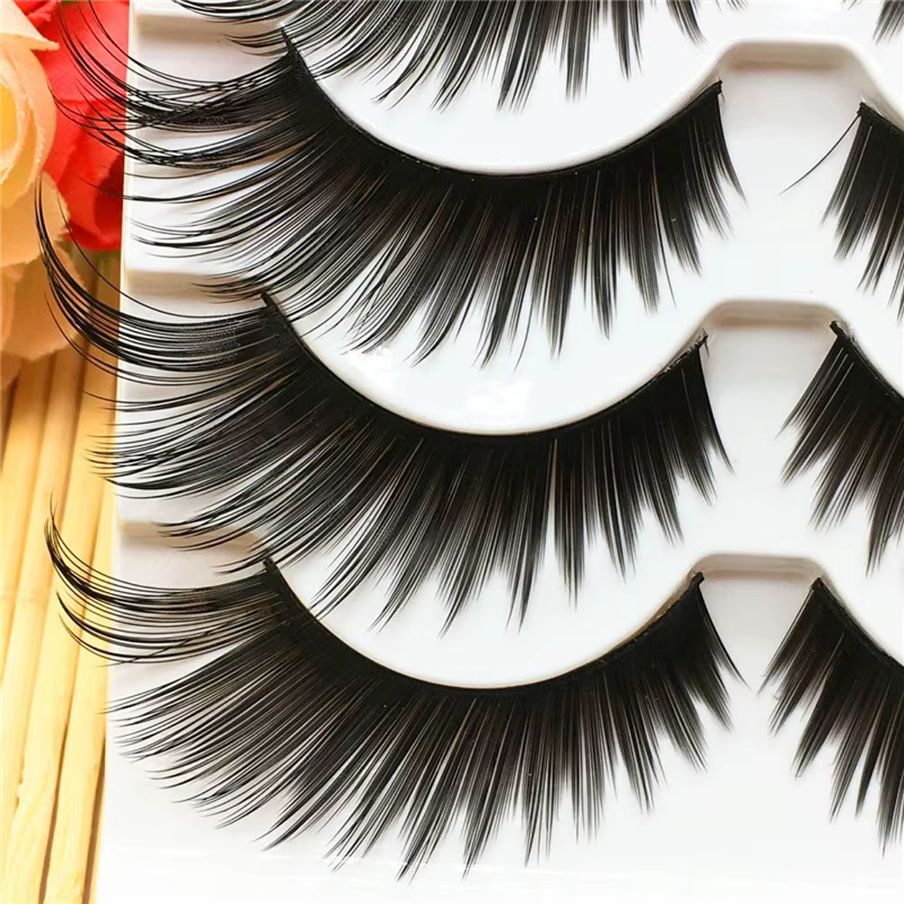 5 paires de faux cils noirs Style exagéré pour femmes