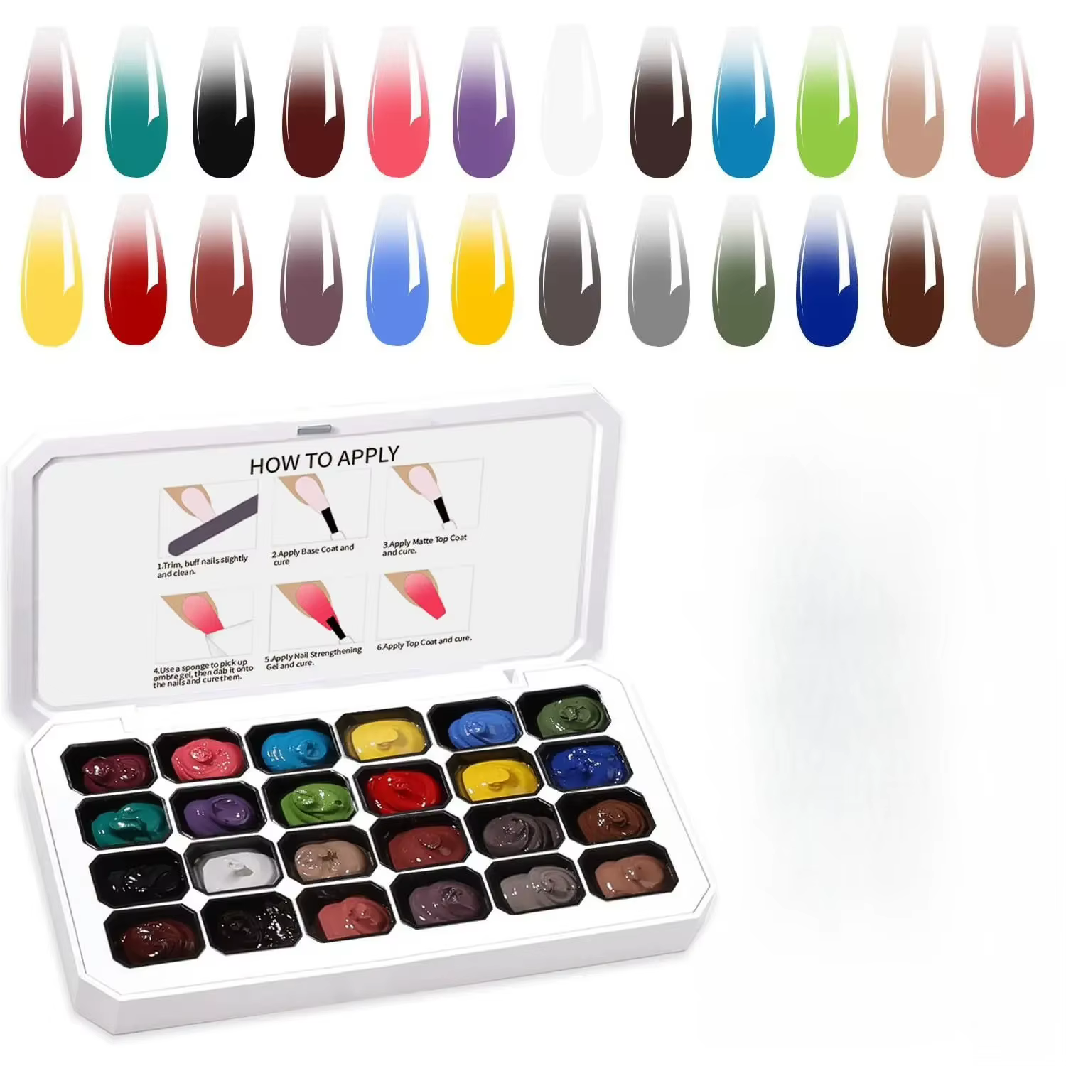 Gel de peinture dégradé 24 couleurs pour nail art
